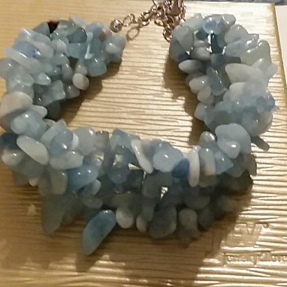 AQUAMARINE CHIP BRACELET,  SIZE  7-1/2" - Picture 3 of 4